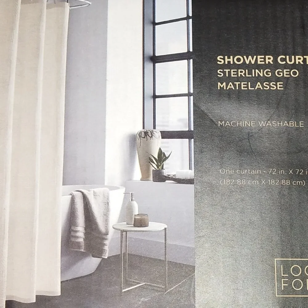 Brand NIP/Loom & Forge Sterling GEO MATELASSE Shower Curtain 72